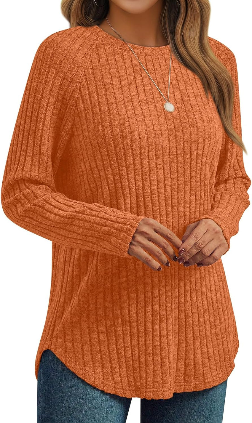 7DAY'S Womens Long Sleeve Shirts Fall Fashion Tops 2025 Crewneck Dressy Sweaters Tunic Winter Clothes Casual Outfits