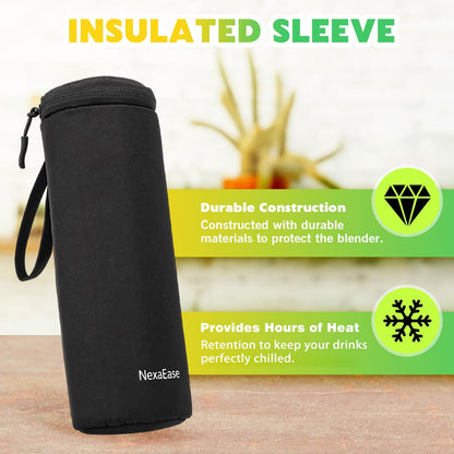 Portable Blender Personal Juicer for Shakes and Smoothies - 20 OZ Electric Protein Shaker Bottle with Insulated Sleeve, Travel Lid, USB-C Rechargeable - Mini Small Blender Cup for Kitchen, Office, Gym