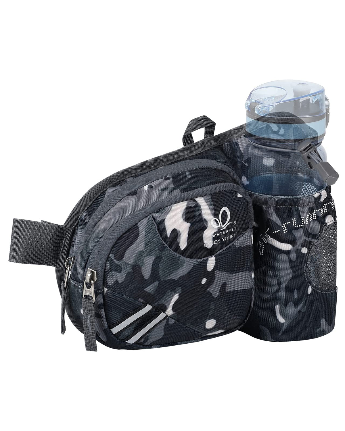 WATERFLY Fanny Pack Waist Bag: Waist Pack for Women Men with Water Bottle Holder Hiking Fanny Pack for Running Walking DogWalking Travel Cycling