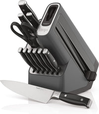 Ninja K32017 Foodi NeverDull Premium Knife System, 17 Piece Knife Block Set with Built-in Sharpener, German Stainless Steel Knives, Black