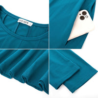 GRACE KARIN Fall Dresses for Women 2025 Casual 3/4 Sleeve Dress A Line Fit and Flare Midi Dress with Pockets