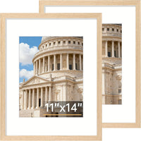 Vittanly 8x10 Picture Frame Set of 2, Solid Wood Frame for Wall or Tabletop, Display Photo 5x7 with Mat or 8x10 without Mat, Natural