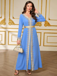 Embroidery Abayas for Women Muslim Moroccan Floral Maxi Kaftan Dress Arabic Islamic Dubai Robe Ramadan Prayer Clothes