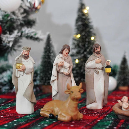 10-Piece Christmas Nativity Set – Nativity Scene with Manger, Holy Family & Animals, Hand-Painted Resin Indoor Holiday Display