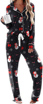 Ekouaer Women's Pajamas Long Sleeve Sleepwear Casual Button Down Loungewear Soft Pjs Set S-XXL
