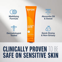 Carpe Sweat Absorbing Face Lotion for Oily Skin Control, Mattifying Face Lotion with Moisturizing Hyaluronic Acid and Squalane, Fragrance Free, 1.35 oz
