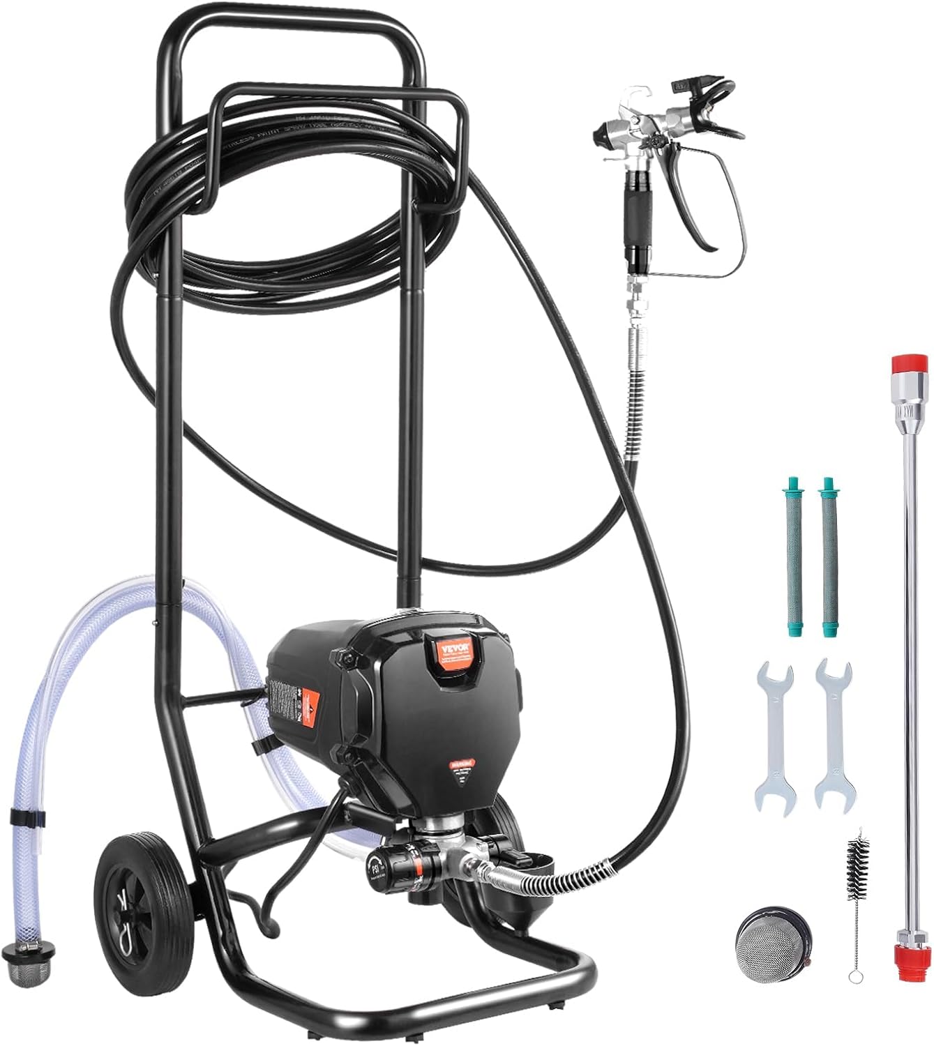 VEVOR 750W Stand Airless Paint Sprayer, 3000PSI High Efficiency Electric Airless Sprayer, Fine and Even Painting Effect, Handheld Paint Sprayers for Home Interior and Exterior Furniture and Fences