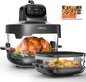 Kismile 5-in-1 Portable Glass Air Fryer, 2.6QT & 4.7QT Dual Glass Containers with Lids, 85% Less Oil, Compact Smart Air Fryer Oven for Deep Roast, Crisp, Keep Warm – Freezer & Dishwasher Safe