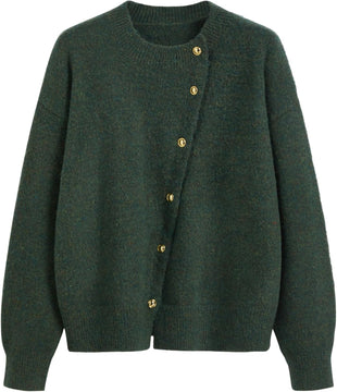 CIDER Womens Knit Cardigan Trendy Crew Neck Button Down Long Sleeve Cozy Fall Fashion Sweater Loose Fit Wool Top