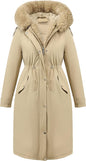 RISISSIDA Women Winter Parka Puffy Coat,Puffer Jacket with Long Fur Collar Hooded,Thicken Warm Bubble Overcoat for Deep Cold