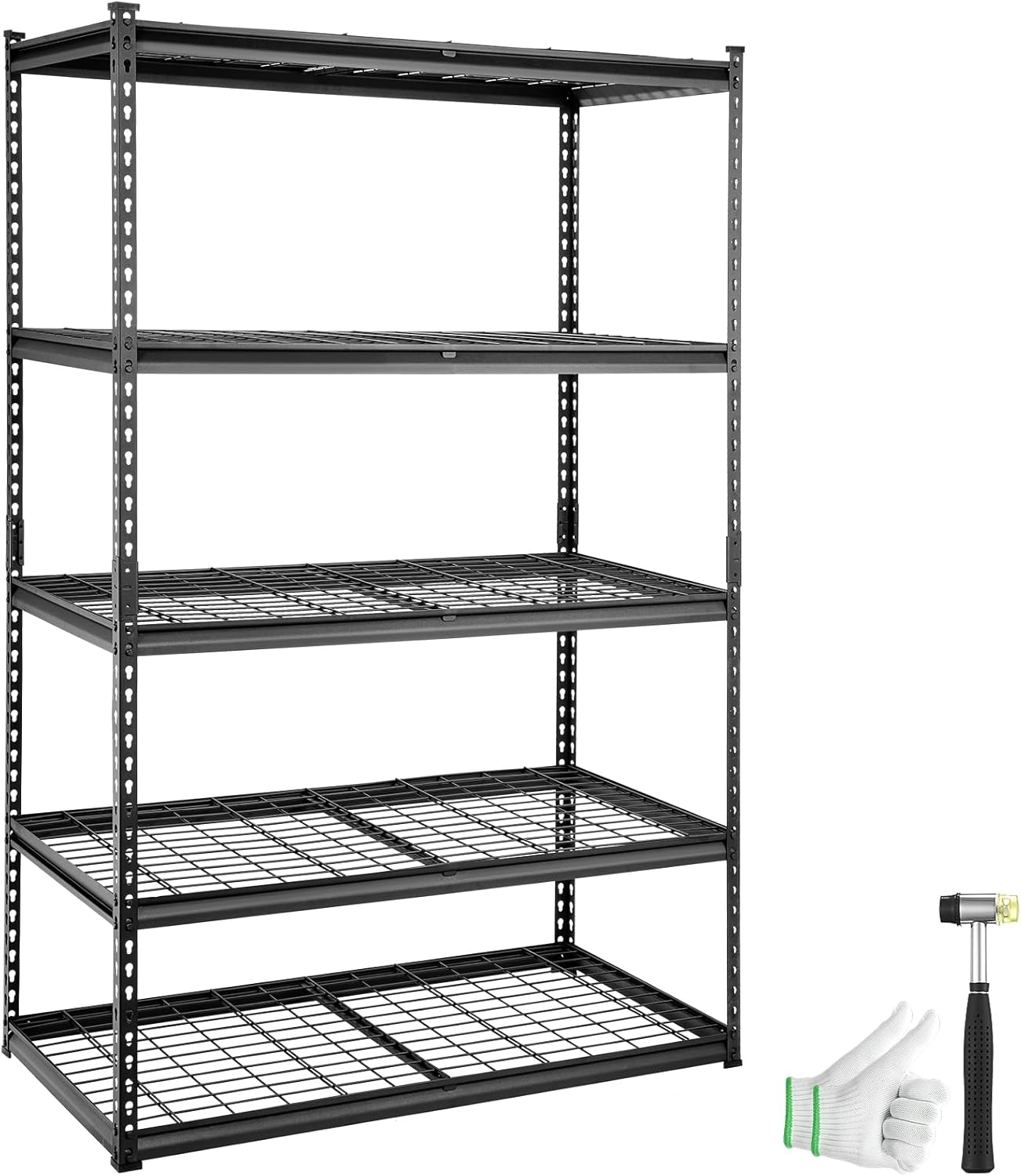 VEVOR Storage Shelving Unit, 5-Tier Adjustable, 2000 lbs Capacity, Heavy Duty Garage Shelves Metal Organizer Wire Rack, Black, 60" L x 24" W x 78" H for Kitchen Pantry Basement Bathroom Laundry Closet