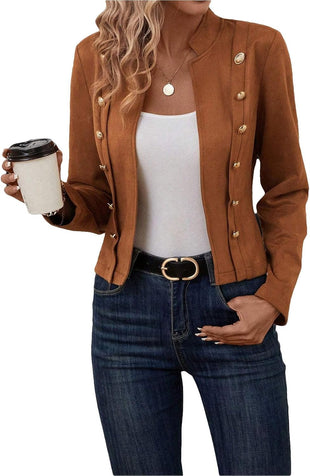 Mina Self Womens Cropped Suede Blazer Jacket 2024 New Spring Fashion Casual Lightweight Petite Fitted Office Outwear Suit…
