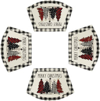Artoid Mode Waterclor Buffalo Plaid Christmas Trees Placemats Set of 4, 12x18 Inch Winter Table Mats for Outdoor Home Party Kitchen Dining Decor