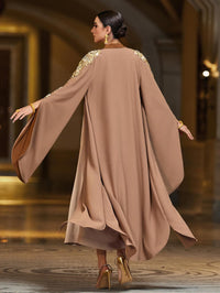 Handmade Beaded Kaftan Open Front Abaya Long Sleeve Maxi Dress, NO INNER, Arabian Robe for Casual Festival Gathering Travel