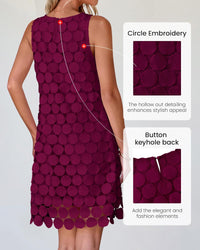 BTFBM Women Hollow Out Circle Embroidered Short Dresses Summer Casual Sleeveless Vacation Party Cocktail Tank Dress