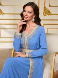 Embroidery Abayas for Women Muslim Moroccan Floral Maxi Kaftan Dress Arabic Islamic Dubai Robe Ramadan Prayer Clothes