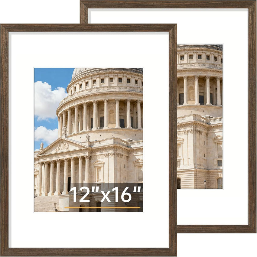 Vittanly 8x10 Picture Frame Set of 2, Solid Wood Frame for Wall or Tabletop, Display Photo 5x7 with Mat or 8x10 without Mat, Natural