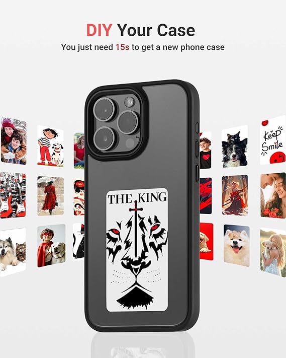 Custom phone case with 'The King' lion design, DIY photo upload option for personalized protection