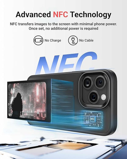 Smartphone case with advanced NFC technology, no charge or cable needed for image transfer