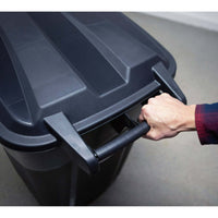 7DAY'S 32 Gallon Wheeled Heavy Duty Plastic Garbage Can, Attached Lid, Black - 7DAY'S