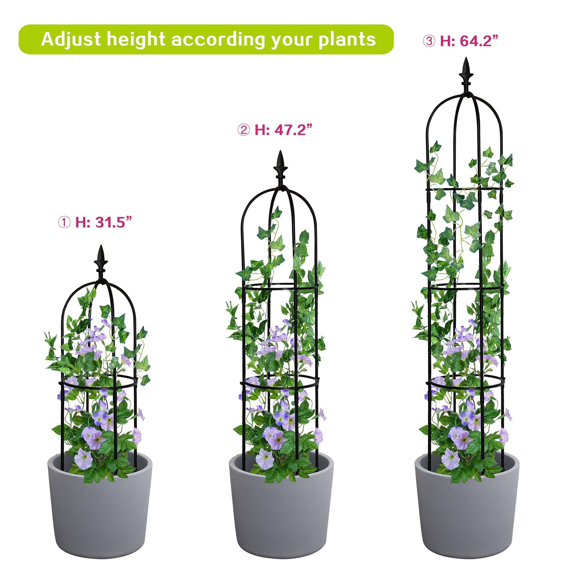 7DAY'S 6.2ft Garden Obelisk Trellis; Lightweight Rustproof Plastic Coated Metal Tall Tower Trellis Stand - 7DAY'S