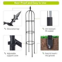 7DAY'S 6.2ft Garden Obelisk Trellis; Lightweight Rustproof Plastic Coated Metal Tall Tower Trellis Stand - 7DAY'S