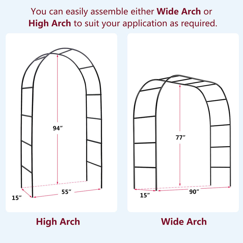 7DAY'S 78"H x 45"W Metal Garden Arch Trellis; Adjustable Arbor Trellis for Garden Climbing Plants Support or Wedding Decor - 7DAY'S