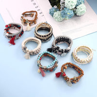 7DAY'S 8 Sets Bohemian Stretch Wood Beaded Bracelets for Women Boho Tassel Bracelet Set bead Strand Bangle Charm Multilayer Stackable Bracelets - 7DAY'S