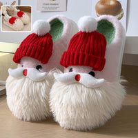 7DAY'S Cute Christmas Santa Claus Home Slippers Winter Warm Indoor Non - slip Floor Plush Shoes For Women - 7DAY'S