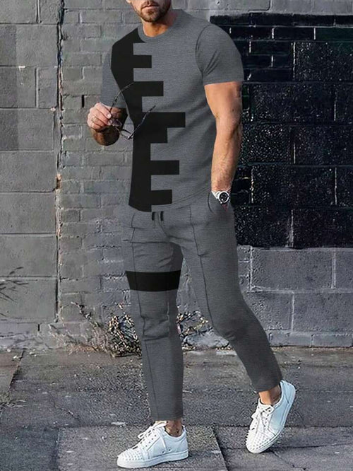 7DAY'S Men Colorblock Tee & Drawstring Waist Sweatpants, Men's Jogger Set, Men Co Ord Set, Casual Two Piece Set Men