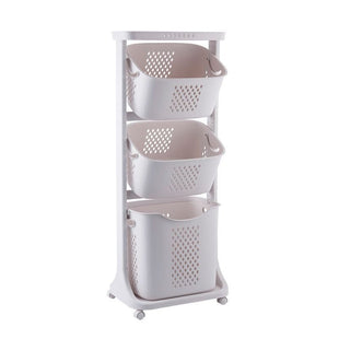 7DAY'S Multi-functional Organizing Shelving Bathroom Sorting Dirty Laundry Basket Plastic Large Mobile Storage Basket