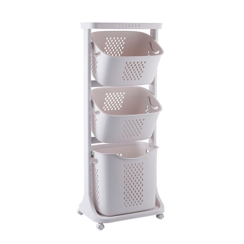 7DAY'S Multi - functional Organizing Shelving Bathroom Sorting Dirty Laundry Basket Plastic Large Mobile Storage Basket - 7DAY'S