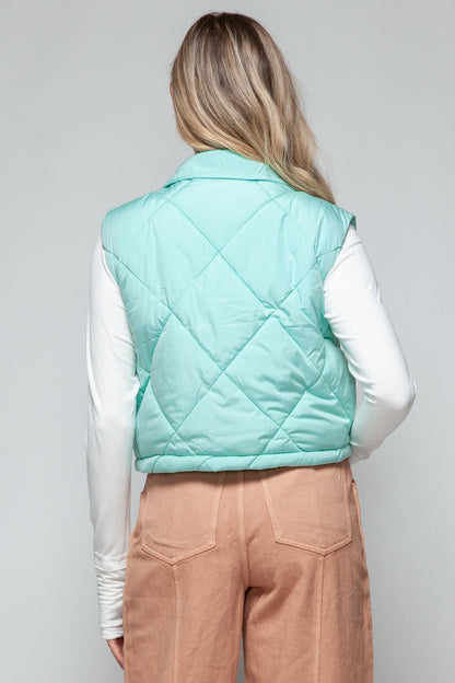 7DAY'S Snobbish Snap Down Quilted Crop Vest Size S to XL - 7DAY'S