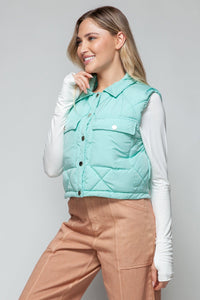 7DAY'S Snobbish Snap Down Quilted Crop Vest Size S to XL - 7DAY'S