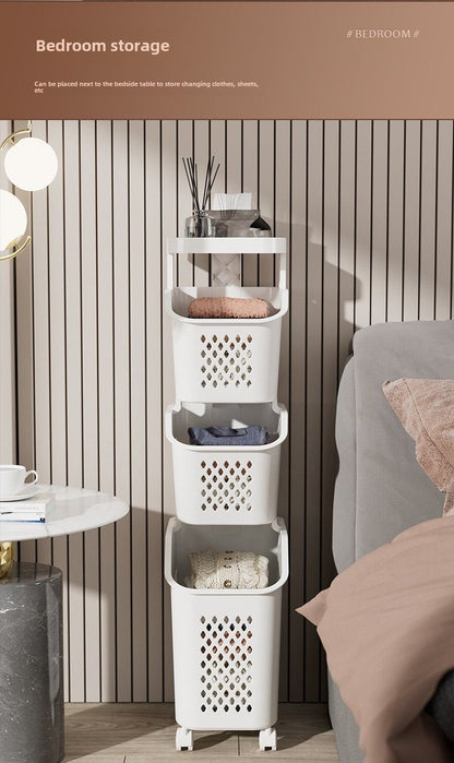 7DAY'S Stitched Laundry Basket Household Dirty Clothes Storage Basket Bathroom Partition Floor to Floor Shelf Narrow - 7DAY'S