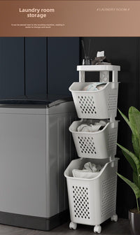 7DAY'S Stitched Laundry Basket Household Dirty Clothes Storage Basket Bathroom Partition Floor to Floor Shelf Narrow - 7DAY'S