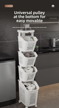 7DAY'S Stitched Laundry Basket Household Dirty Clothes Storage Basket Bathroom Partition Floor to Floor Shelf Narrow - 7DAY'S