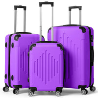 7DAY'S Trolley 3 - Piece Suitcase Set, Carry - On Suitcase Set Hard Shell Lightweight Spinner with TSA Lock, Purple, Green, Yellow, Blue - 7DAY'S