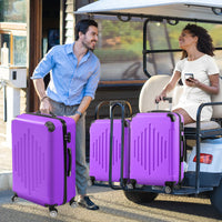 7DAY'S Trolley 3 - Piece Suitcase Set, Carry - On Suitcase Set Hard Shell Lightweight Spinner with TSA Lock, Purple, Green, Yellow, Blue - 7DAY'S