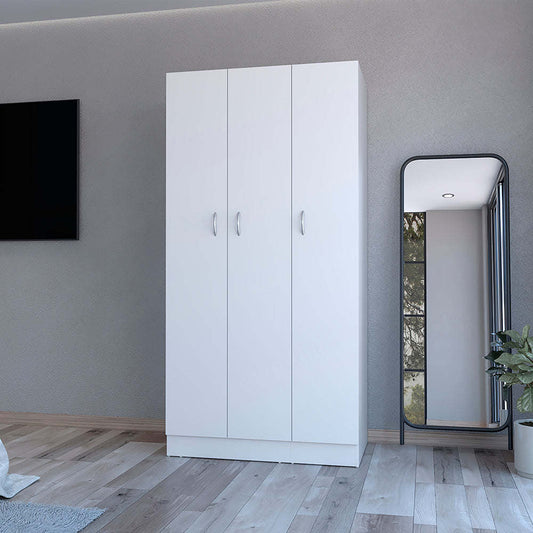 7DAY'S Wardrobe Erie, 4 Storage Shelves, 2 Drawers and 3 Doors, White Finish - 7DAY'S