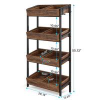 7DAY'S Wood Fruit Vegetable Storage Rack Stand, 4 - Tier Storage Organizer - 7DAY'S