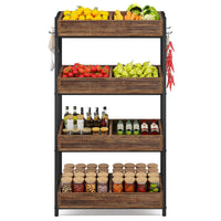 7DAY'S Wood Fruit Vegetable Storage Rack Stand, 4 - Tier Storage Organizer - 7DAY'S