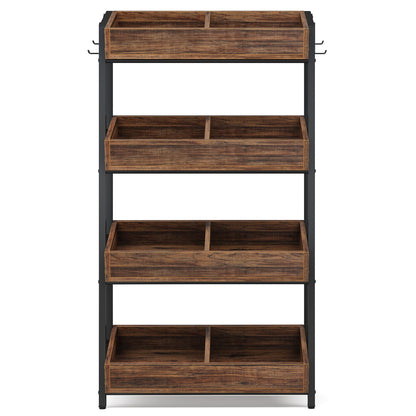 7DAY'S Wood Fruit Vegetable Storage Rack Stand, 4 - Tier Storage Organizer - 7DAY'S
