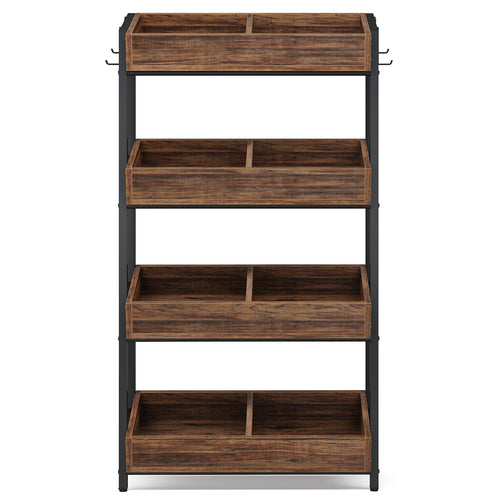 حامل خشبي لتخزين الفواكه والخضروات من 7DAY'S، منظم تخزين مكون من 4 طبقات