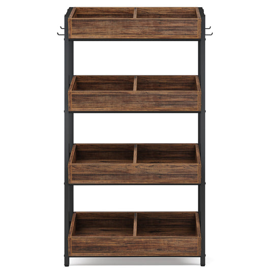 7DAY'S Wood Fruit Vegetable Storage Rack Stand, 4 - Tier Storage Organizer - 7DAY'S