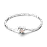 Silver Plated Stars Heart Shape Butterflies Clover Clasp Bracelet for Women Fit Original Charms Beads DIY Making Gift