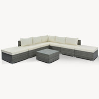 8 - Pieces Outdoor Patio Furniture Sets; Garden Conversation Wicker Sofa Set; Single Sofa Combinable - 7DAY'S