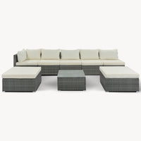 8 - Pieces Outdoor Patio Furniture Sets; Garden Conversation Wicker Sofa Set; Single Sofa Combinable - 7DAY'S