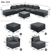 8 - Pieces Outdoor Patio Furniture Sets; Garden Conversation Wicker Sofa Set; Single Sofa Combinable - 7DAY'S