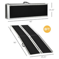 8' Threshold Ramp,Portable Wheelchair Ramp,Carpeted Foldable Handicap Ramp, - 7DAY'S